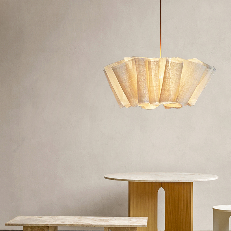 Nordic Linen Pleated  Fabric Pendant Light Lampshade