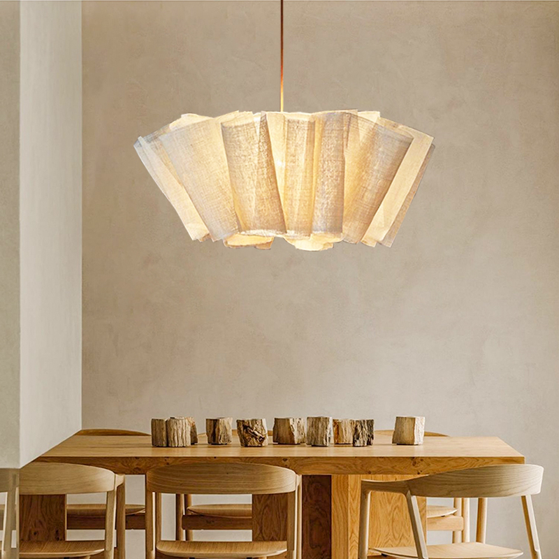 Nordic Linen Pleated  Fabric Pendant Light Lampshade