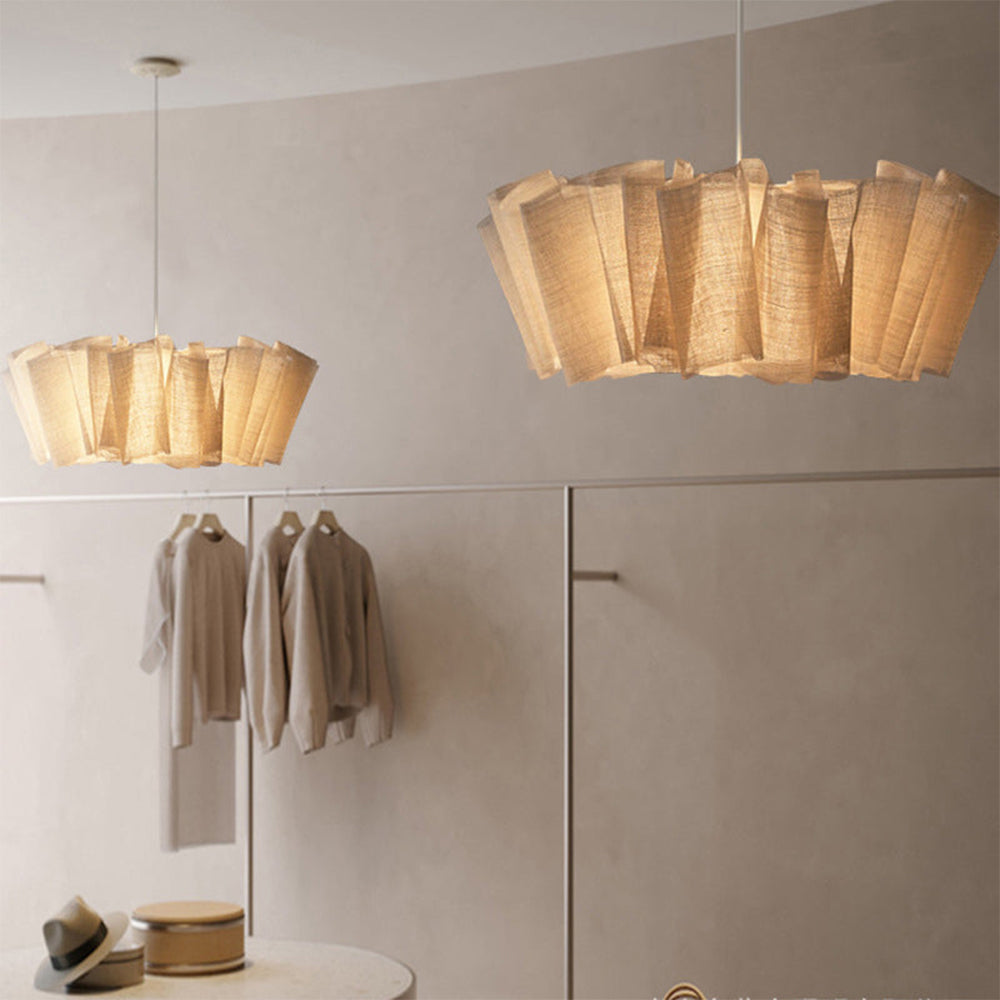Nordic Linen Pleated  Fabric Pendant Light Lampshade