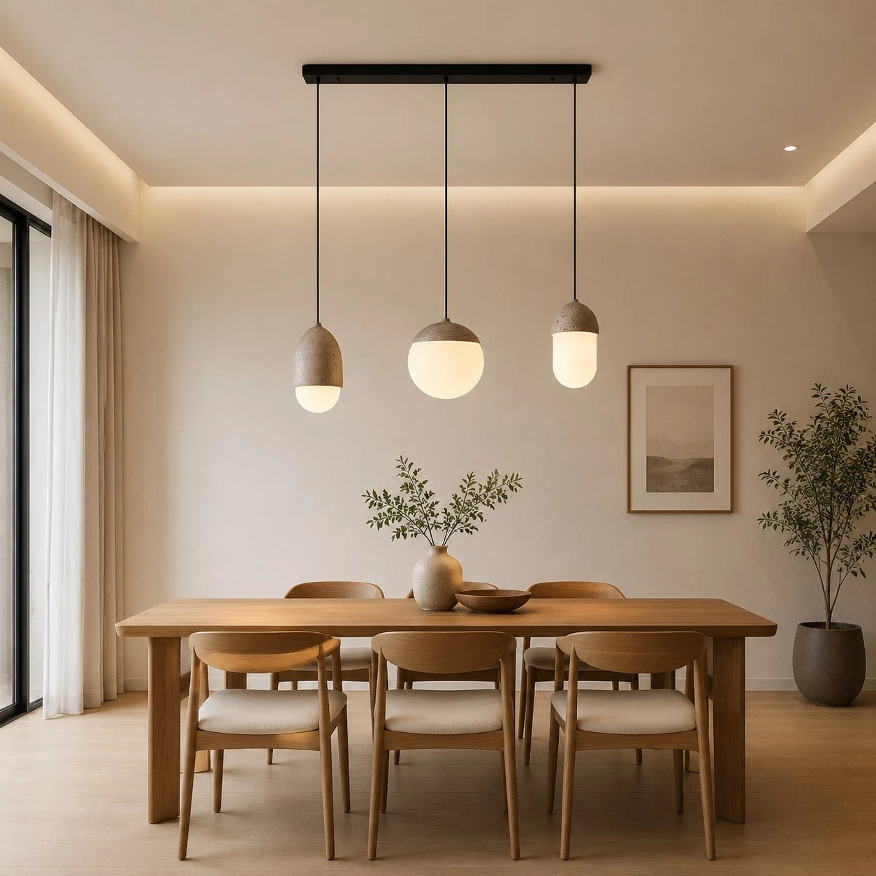 Soft bedside atmosphere with vintage cream pendant lighting