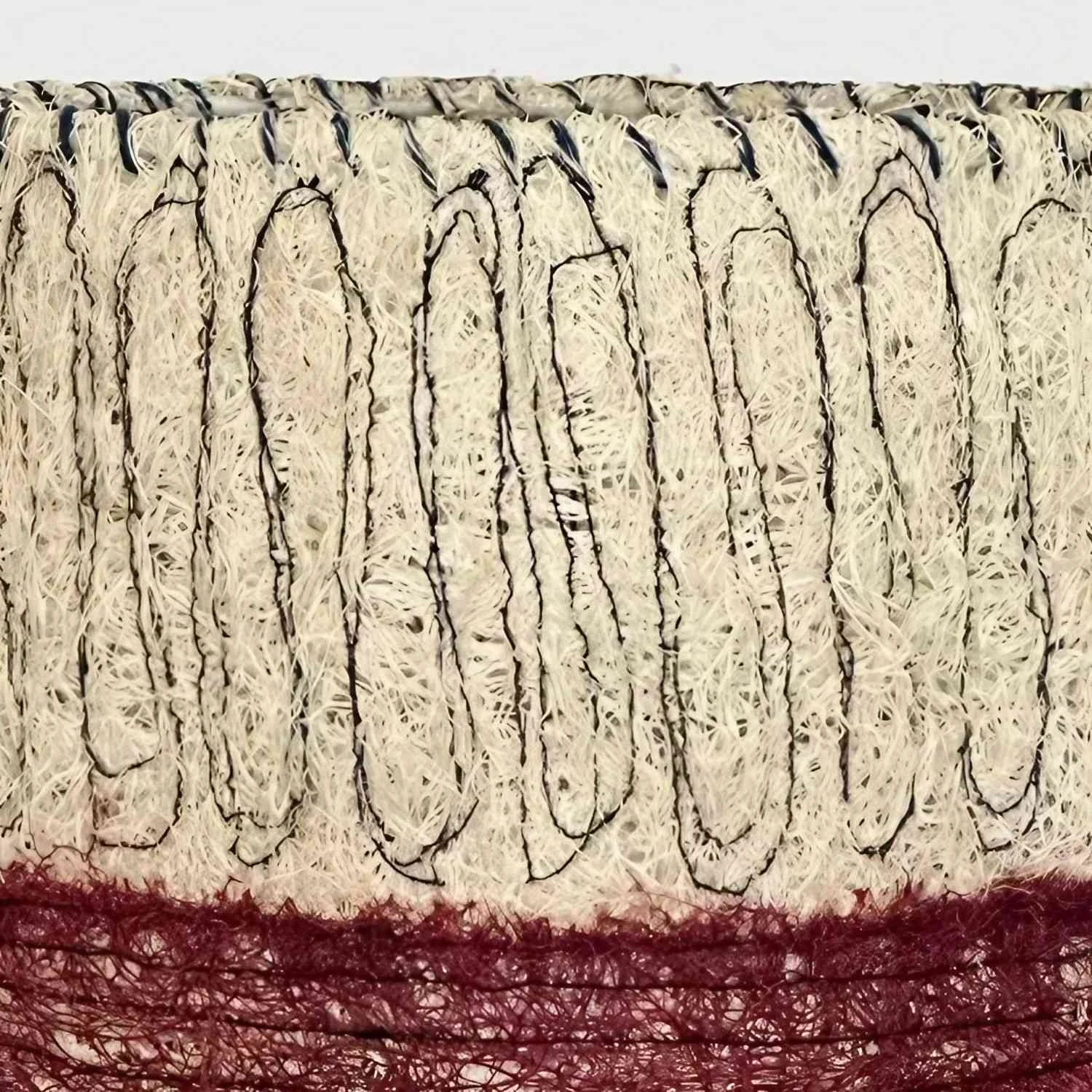 Close detail of the handwoven loofah fiber shade texture