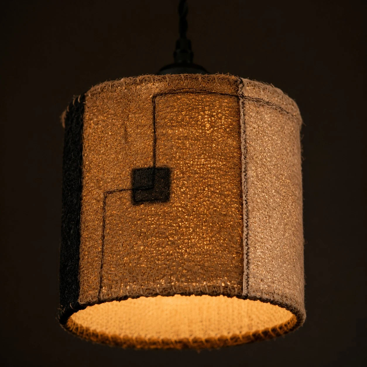 Natural Loofah Woven Pendant Lamp Wabi Sabi Patchwork Hanging Light