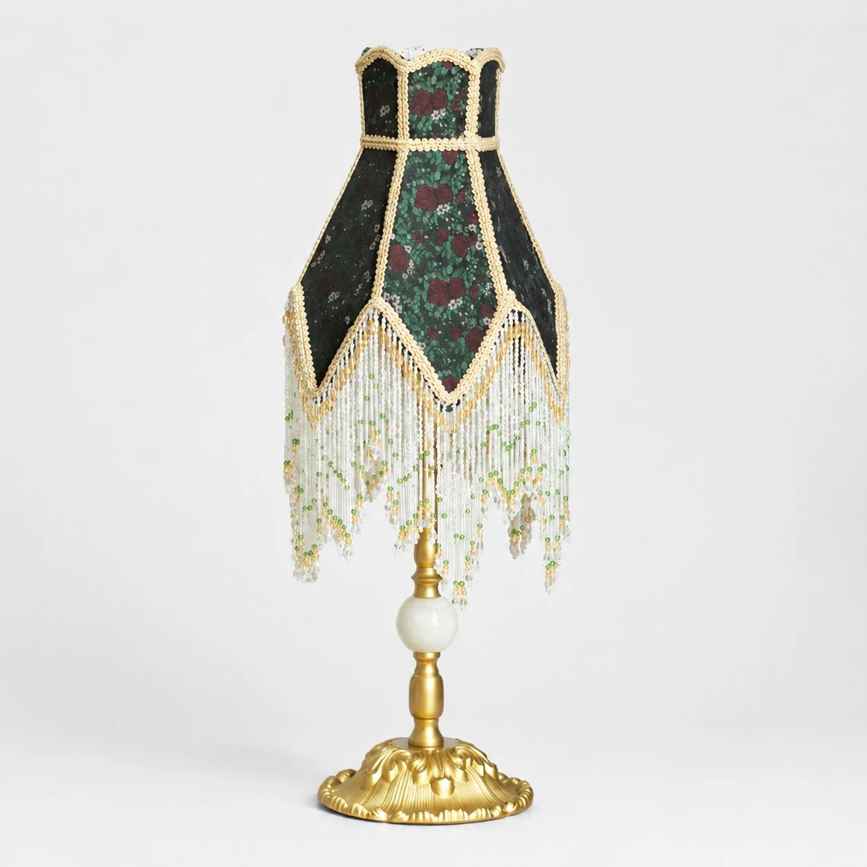 French vintage beaded fringe table lamp