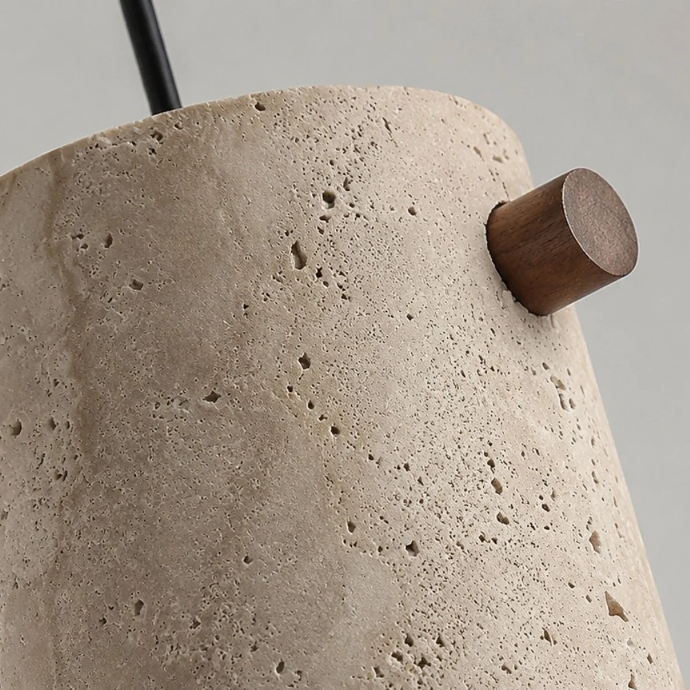 Wabi-Sabi Travertine Cylinder Pendant Light