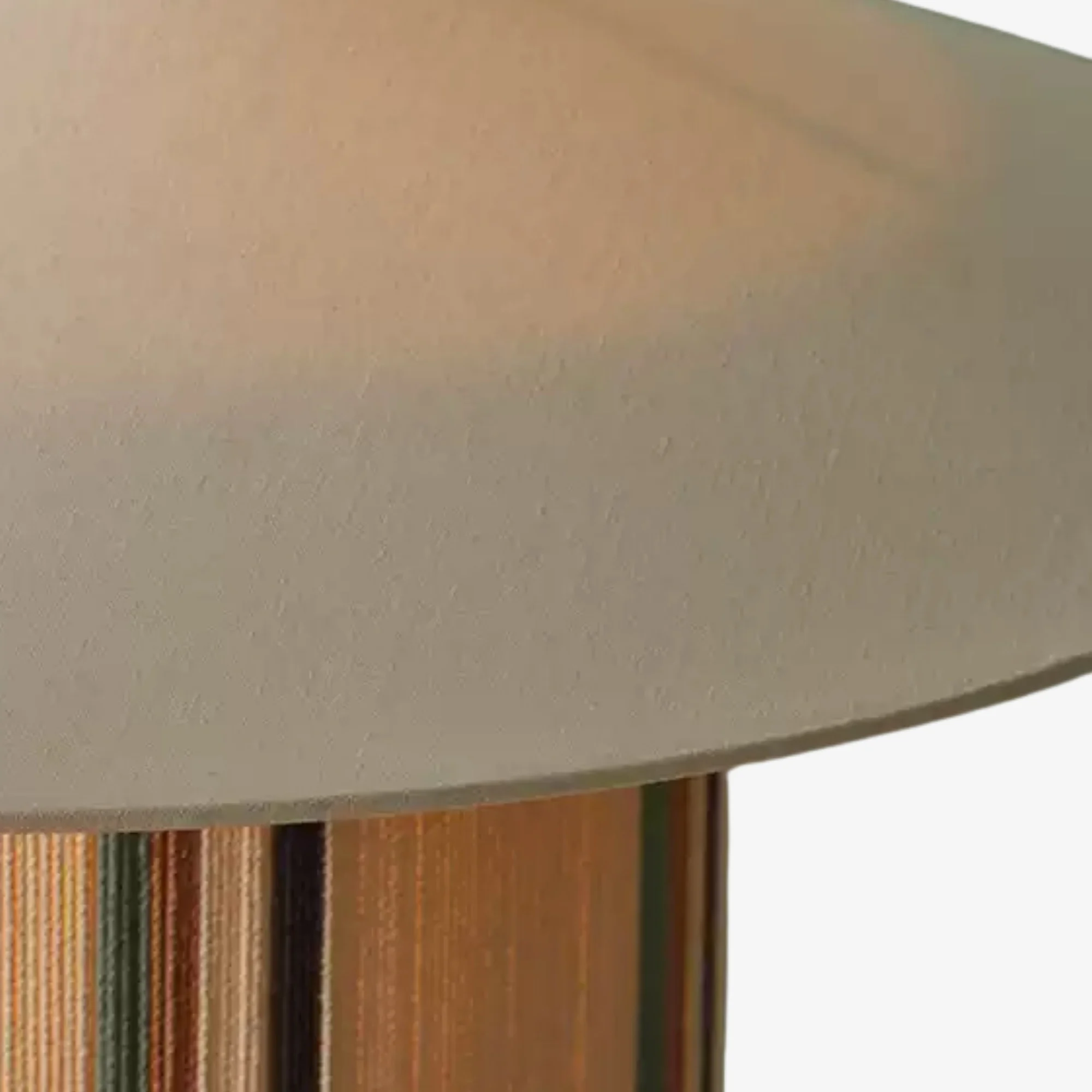 Close detail of woven thread pendant lamp shade