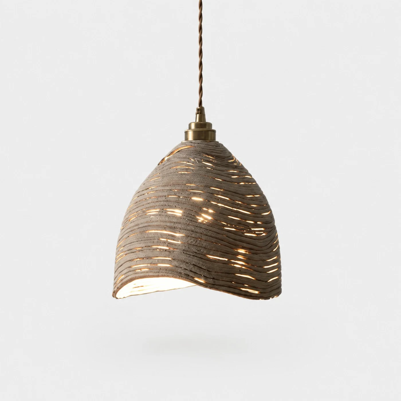 Bell shade wooden pendant light