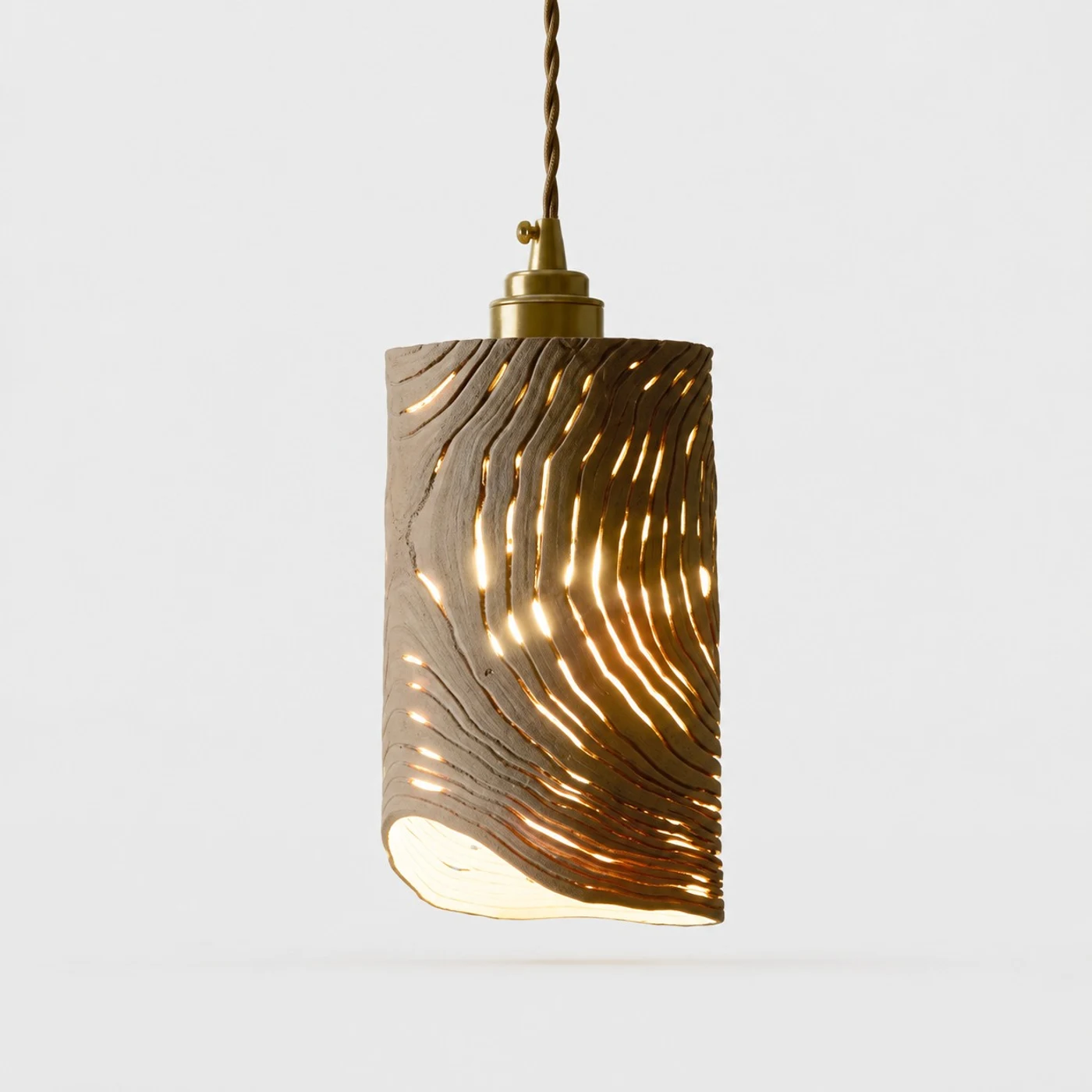Cylinder shade wooden pendant light