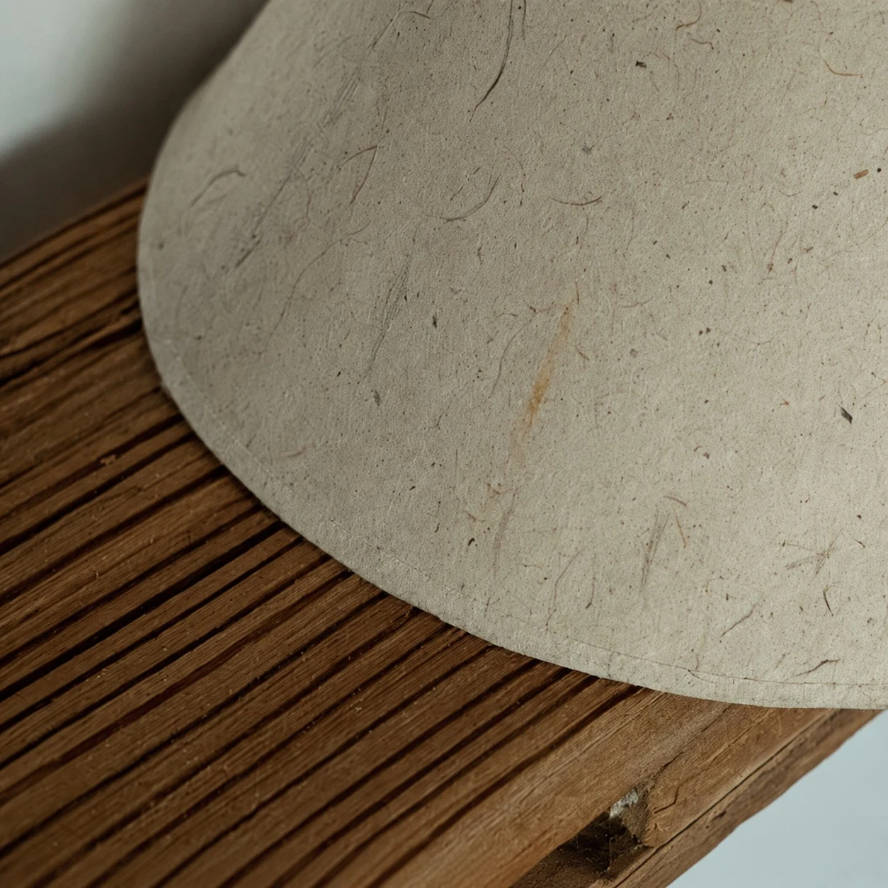 Close view of natural handmade paper shade texture