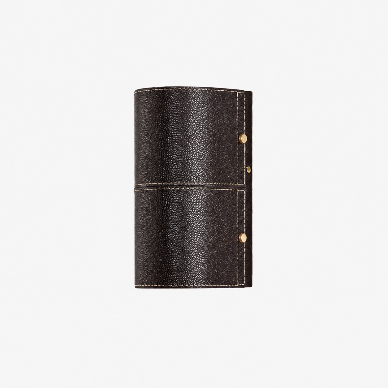 Dark brown leather wrapped wall sconce on clean background
